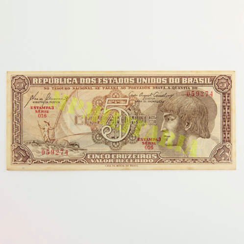 édula de 5 Cruzeiros do Índio Série 016