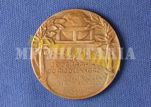 Medalha “Homenagem General Thaumaturgo de Azevedo” Sociedade de Geografia do Rio de Janeiro - 1914 - Imagem 2