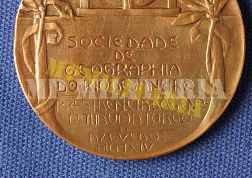 Medalha “Homenagem General Thaumaturgo de Azevedo” Sociedade de Geografia do Rio de Janeiro - 1914 - Imagem 3