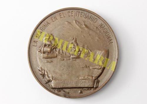Medalha do Centenário da Independência do Chile "La Marina em el Centenário Nacional 1810 - 1910" - Imagem 2