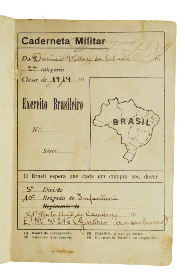DOCUMENTO “CADERNETA MILITAR” DE 1931 - EXÉRCITO BRASILEIRO - Image 2