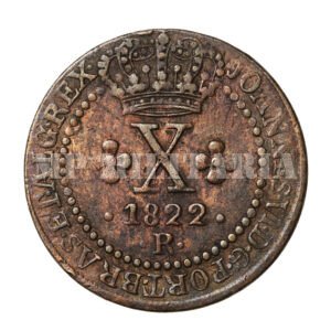 MOEDA DE COBRE DE X RÉIS DE 1822 RIO DE JANEIRO