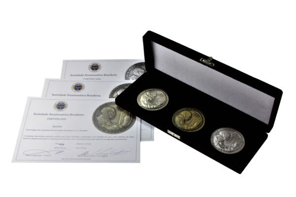 CONJUNTO DE 3 MEDALHAS HOMENAGEM DA SOCIEDADE NUMISMÁTICA BRASILEIRA A GIRARDET - Imagem 12