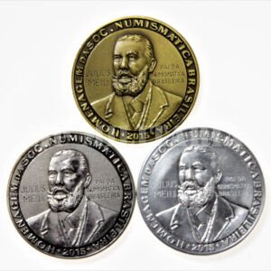 CONJUNTO DE 3 MEDALHAS HOMENAGEM DA SOCIEDADE NUMISMÁTICA BRASILEIRA A JULIUS MEILI
