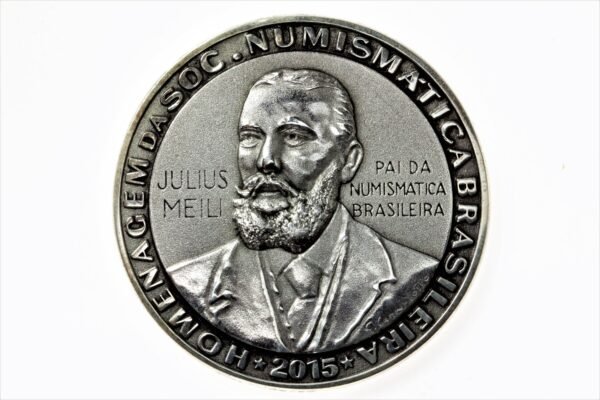 CONJUNTO DE 3 MEDALHAS HOMENAGEM DA SOCIEDADE NUMISMÁTICA BRASILEIRA A JULIUS MEILI - Imagem 5
