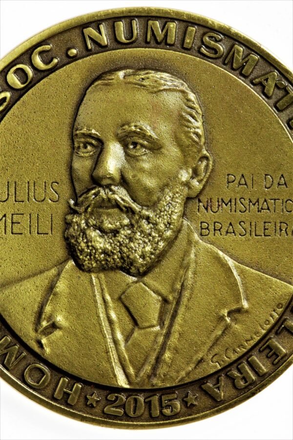 CONJUNTO DE 3 MEDALHAS HOMENAGEM DA SOCIEDADE NUMISMÁTICA BRASILEIRA A JULIUS MEILI - Imagem 7