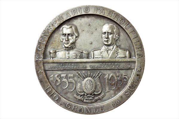 MEDALHA 1935 CENTENÁRIO FARROUPILHA COM BENTO GONÇALVES E FLORES DA CUNHA