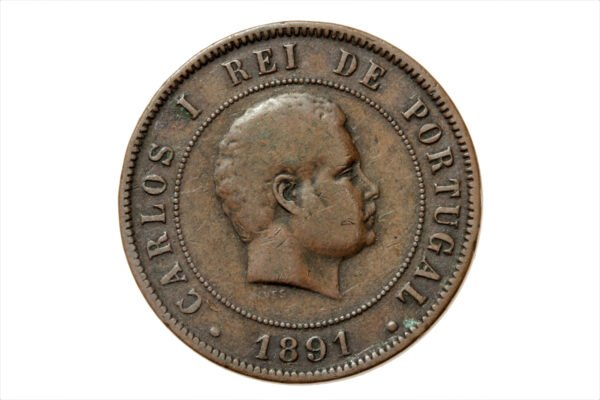 MOEDA 20 RÉIS BRONZE 1891 REI CARLOS I - PORTUGAL