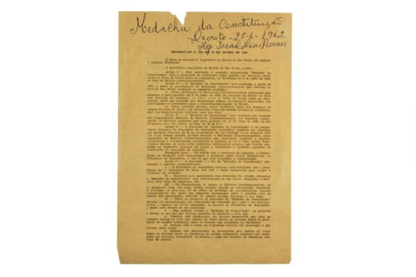 ENCARTE DA MEDALHA DA CONSTITUIÇÃO 1962 – REVOLUÇÃO DE 1932