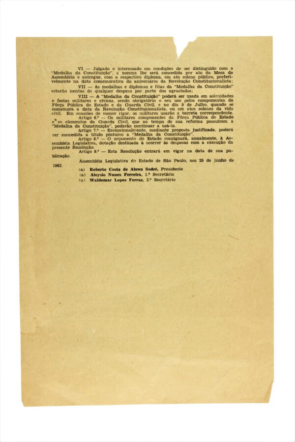 ENCARTE DA MEDALHA DA CONSTITUIÇÃO 1962 – REVOLUÇÃO DE 1932 - Imagem 3
