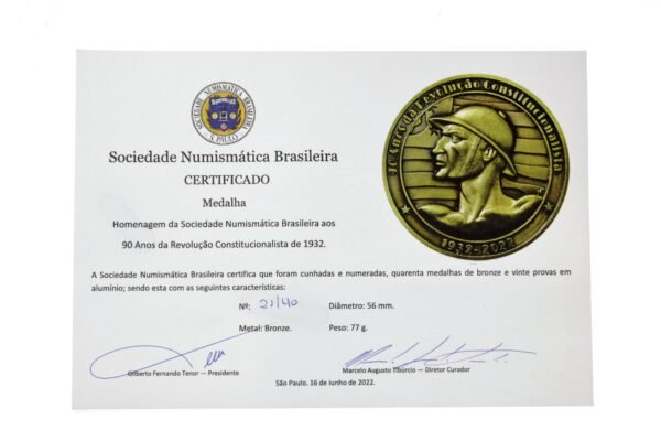 RARA MEDALHA DOS 90 ANOS DA REVOLUÇÃO CONSTITUCIONALISTA DE 1932 - Imagem 6