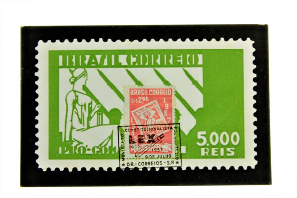 ENVELOPE E CARTÃO C/ SELO E FLÂMULA FILATÉLICA DO JUBILEU DE PRATA DA REVOLUÇAÕ DE 1932 - Imagem 2