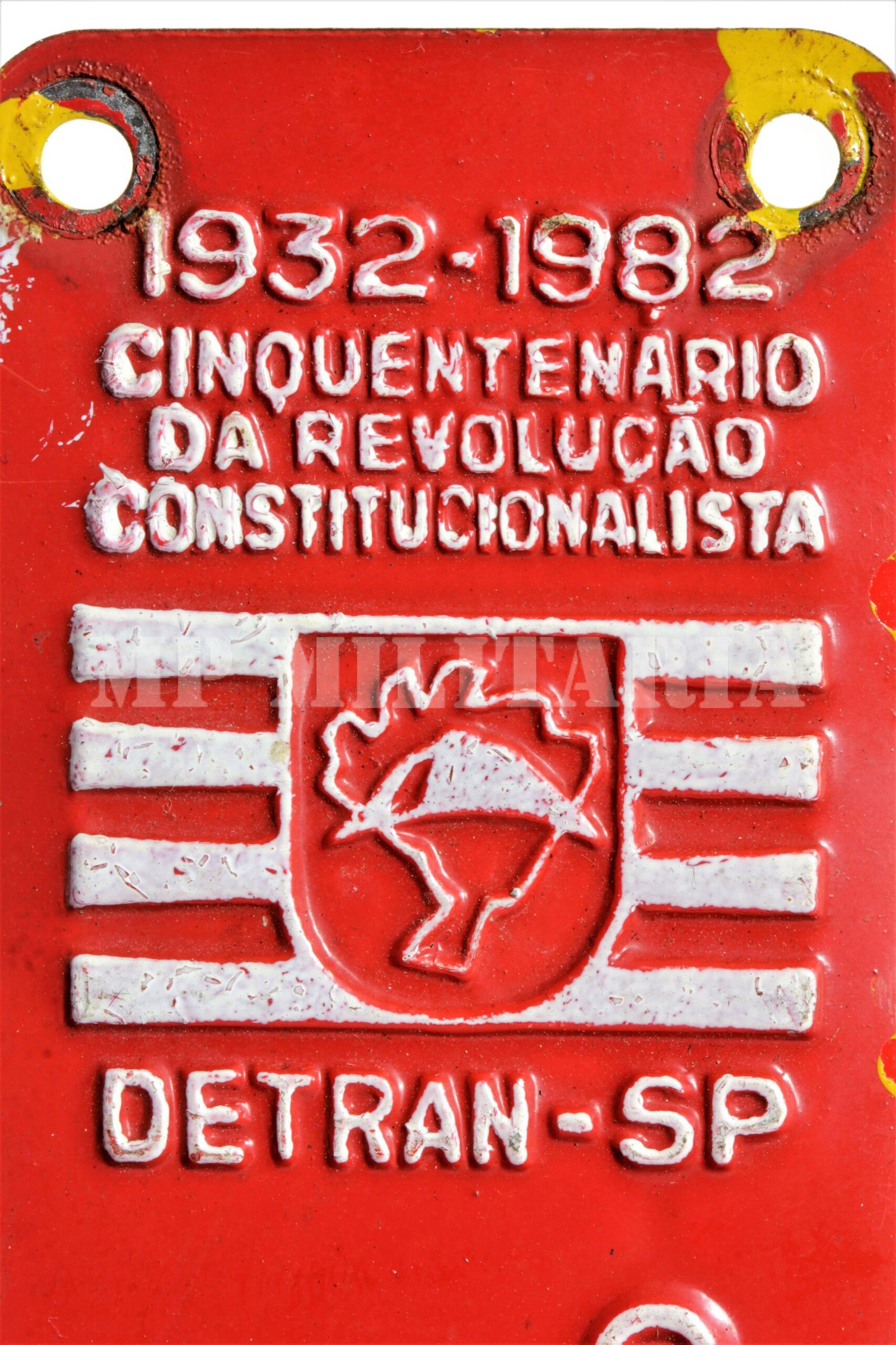 PLAQUETA DE CARRO DOS 50 ANOS DA REVOLUÇÃO DE 1932 - Imagem 3