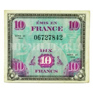 CÉDULA DE OCUPAÇÃO DA FRANÇA DE 1944 ∙ 10 FRANCOS – II GUERRA