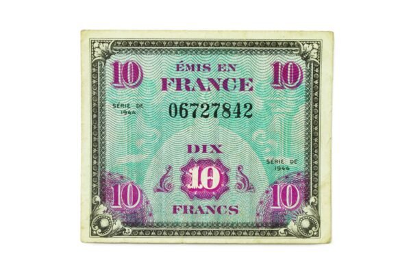 CÉDULA DE OCUPAÇÃO DA FRANÇA DE 1944 ∙ 10 FRANCOS – II GUERRA