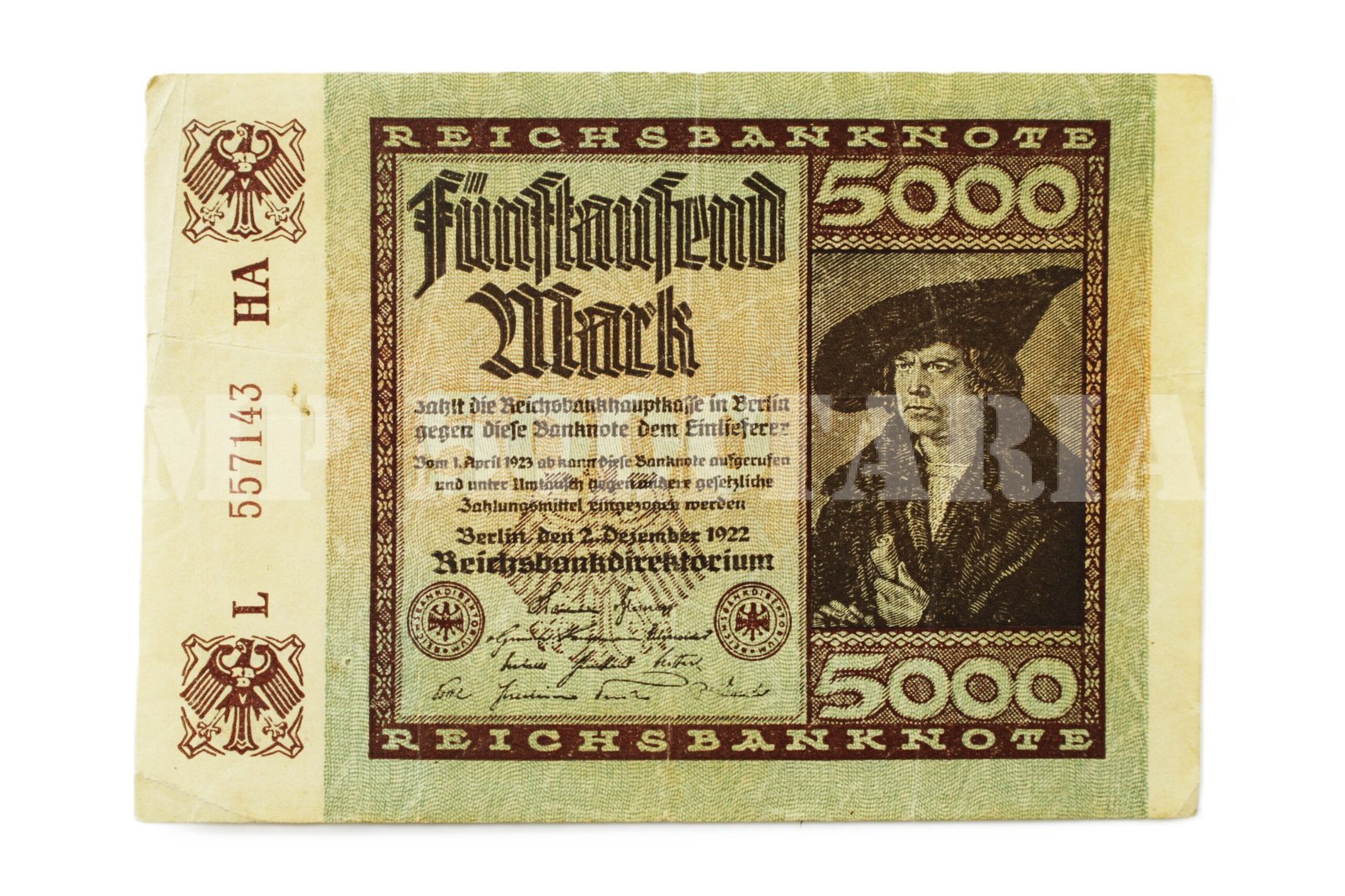 CÉDULA DE 5.000 DE MARCOS – 1922 - Imagem 2