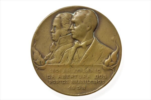 MEDALHA DE 150 ANOS DA ABERTURA DOS PORTOS COM PRESIDENTE KUBITSCHEK E D JOÃO VI