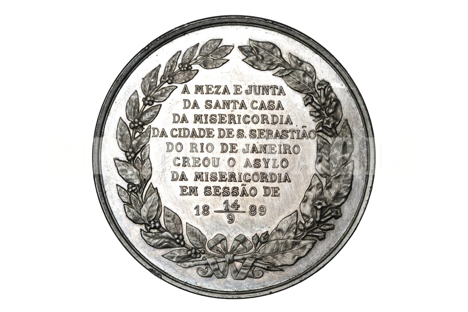 MEDALHA DO IMPÉRIO DE 1889 DA SANTA CASA DE MISERICÓRDIA – EM PRATA E NA CAIXA - Imagem 2