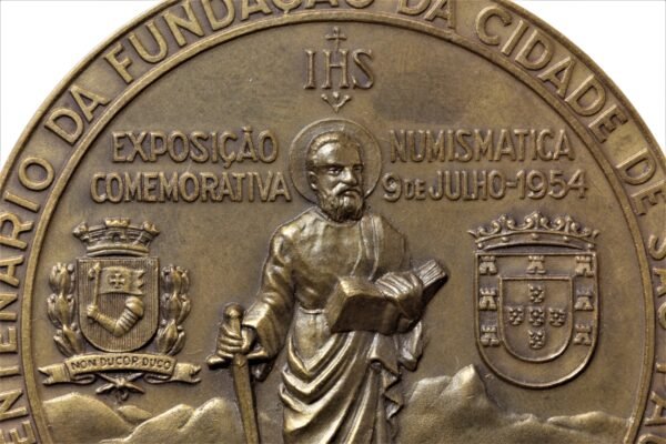 MEDALHA IV CENTENÁRIO FUNDAÇÃO DE SÃO PAULO – SNB SOCIEDADE NUMISMÁTICA BRASILEIRA – 1954 - Imagem 4