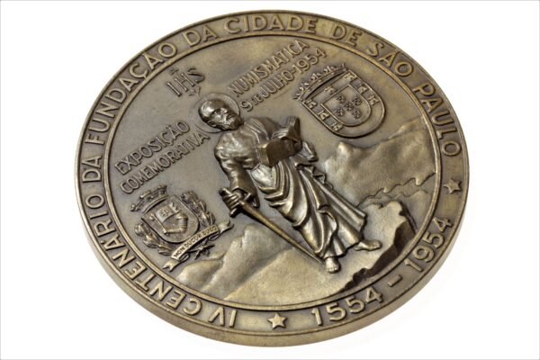 MEDALHA IV CENTENÁRIO FUNDAÇÃO DE SÃO PAULO – SNB SOCIEDADE NUMISMÁTICA BRASILEIRA – 1954 - Imagem 5