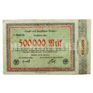CÉDULA DE 500.000 DE MARCOS • AECHEN – 1923