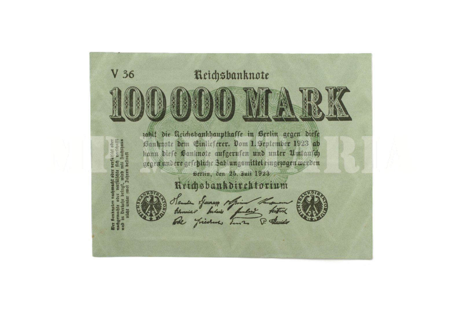 CÉDULA DE 100.000 DE MARCOS – 1923