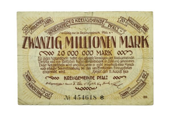 CÉDULA DE NOTGELD 20.000.000 DE MARCOS ∙ PFALZ – 1923 - Imagem 2
