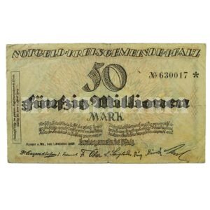 CÉDULA DE NOTGELD 50.000.000 DE MARCOS ∙ PFALZ – 1923