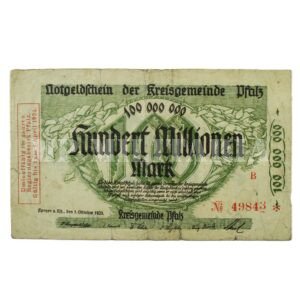 CÉDULA DE NOTGELD 100.000.000 DE MARCOS ∙ PFALZ – 1923