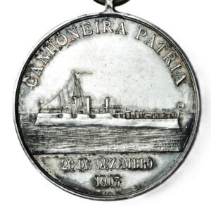 MEDALHA DA VISITA DO NAVIO CANHONEIRA PÁTRIA DA MARINHA DE PORTUGAL AO RIO DE JANEIRO – 1905