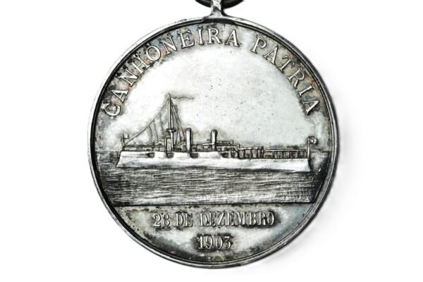 MEDALHA DA VISITA DO NAVIO CANHONEIRA PÁTRIA DA MARINHA DE PORTUGAL AO RIO DE JANEIRO – 1905