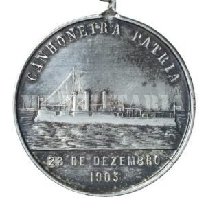 MEDALHA DA VISITA DO NAVIO CANHONEIRA PÁTRIA DA MARINHA DE PORTUGAL A SANTOS – 1905