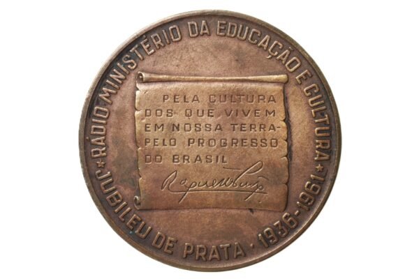 MEDALHA ROQUETTE PINTO, JUBILEU DE PRATA DA RÁDIO MINISTÉRIO DA EDUCAÇÃO E CULTURA – 1961 - Imagem 2