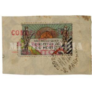 SELO / ETIQUETA COM CARIMBO CORREIO MILITAR DE SANTOS MMDC – REVOLUÇÃO DE 1932