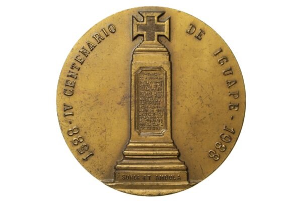 RARA MEDALHA DO IV CENTENÁRIO DE IGUAPE “A MARCHA PARA O OESTE PARTIRÁ DE CANANÉIA” – 1938 - Imagem 2