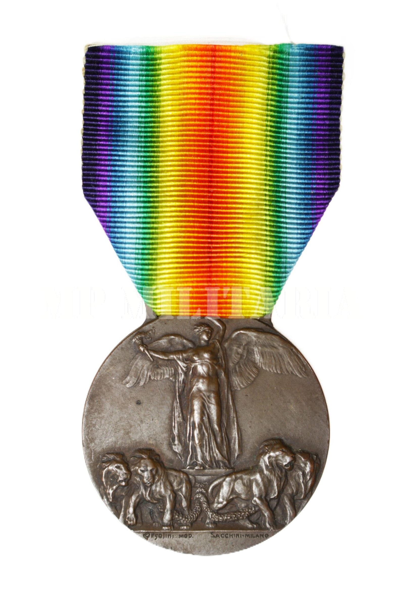 MEDALHA DA VITÓRIA ITALIANA – I GUERRA – TIPO 1 SACCHINI – MILANO - Imagem 2