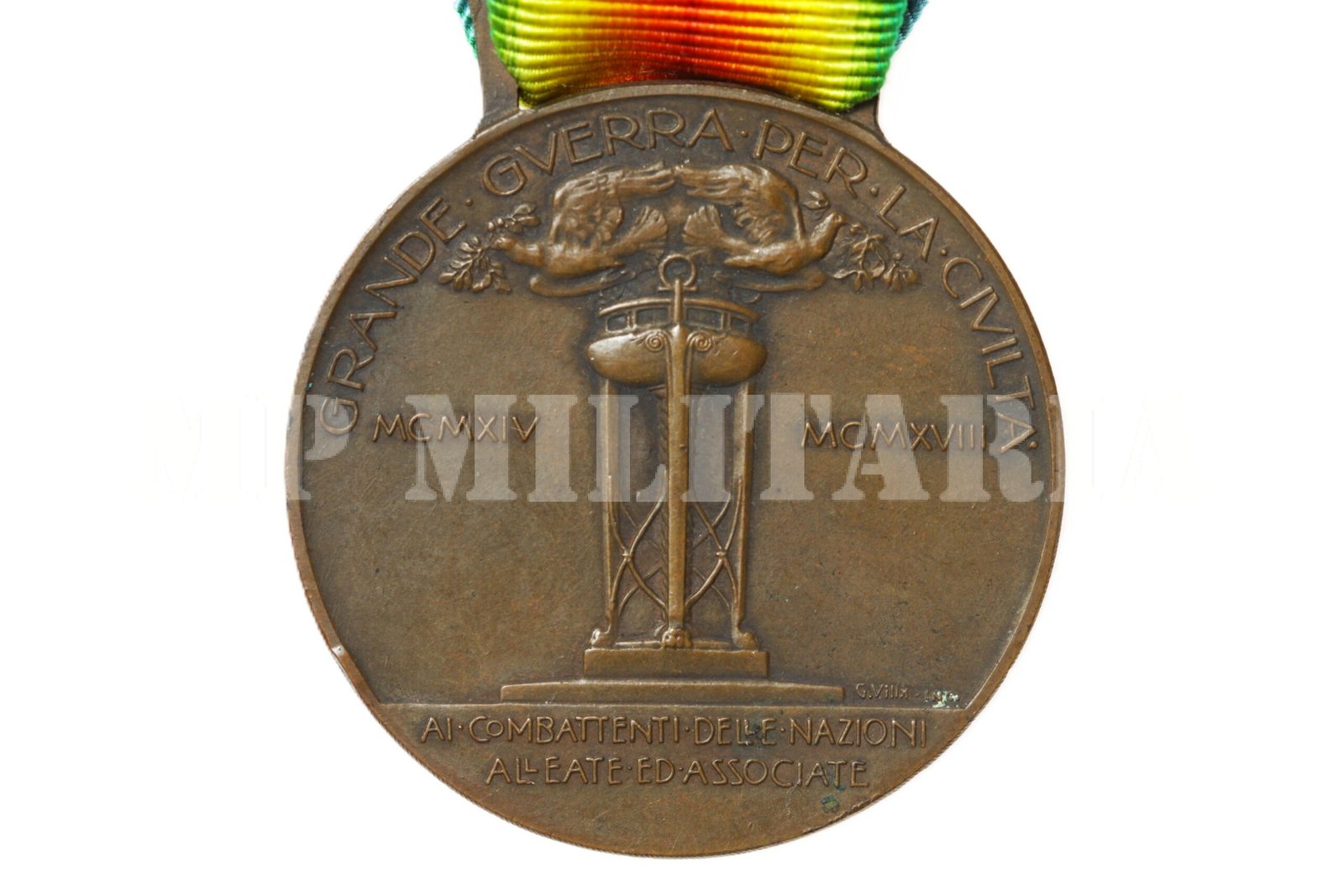 MEDALHA DA VITÓRIA ITALIANA – I GUERRA – TIPO 1 SACCHINI – MILANO - Imagem 4