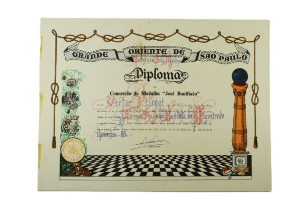 DIPLOMA DO PRESIDENTE FIGUEIREDO, MEDALHA JOSÉ BONIFÁCIO • GRANDE ORIENTE DE SÃO PAULO – MAÇONARIA - Imagem 2