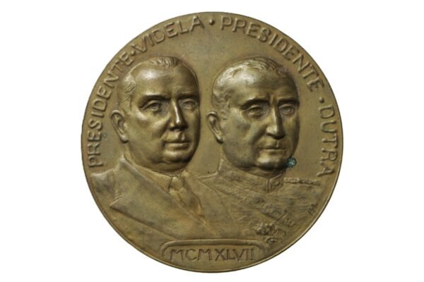 MEDALHA DA VISITA DO PRESIDENTE DO CHILE GABRIEL GONZÁLEZ VIDELA AO BRASIL COM PRESIDENTE DUTRA – 1947