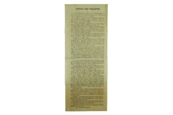 ENCARTE INFORMATIVO CARTAS AOS PAULISTAS – PÓS REVOLUÇÃO DE 1932