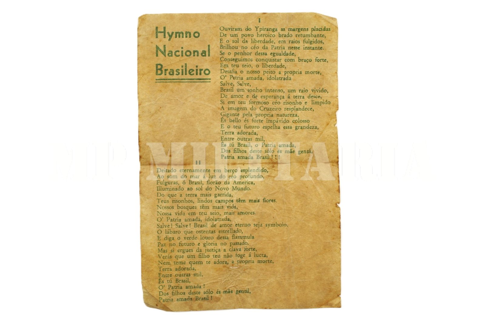 PANFLETO DO HINO NACIONAL – REVOLUÇÃO DE 1932