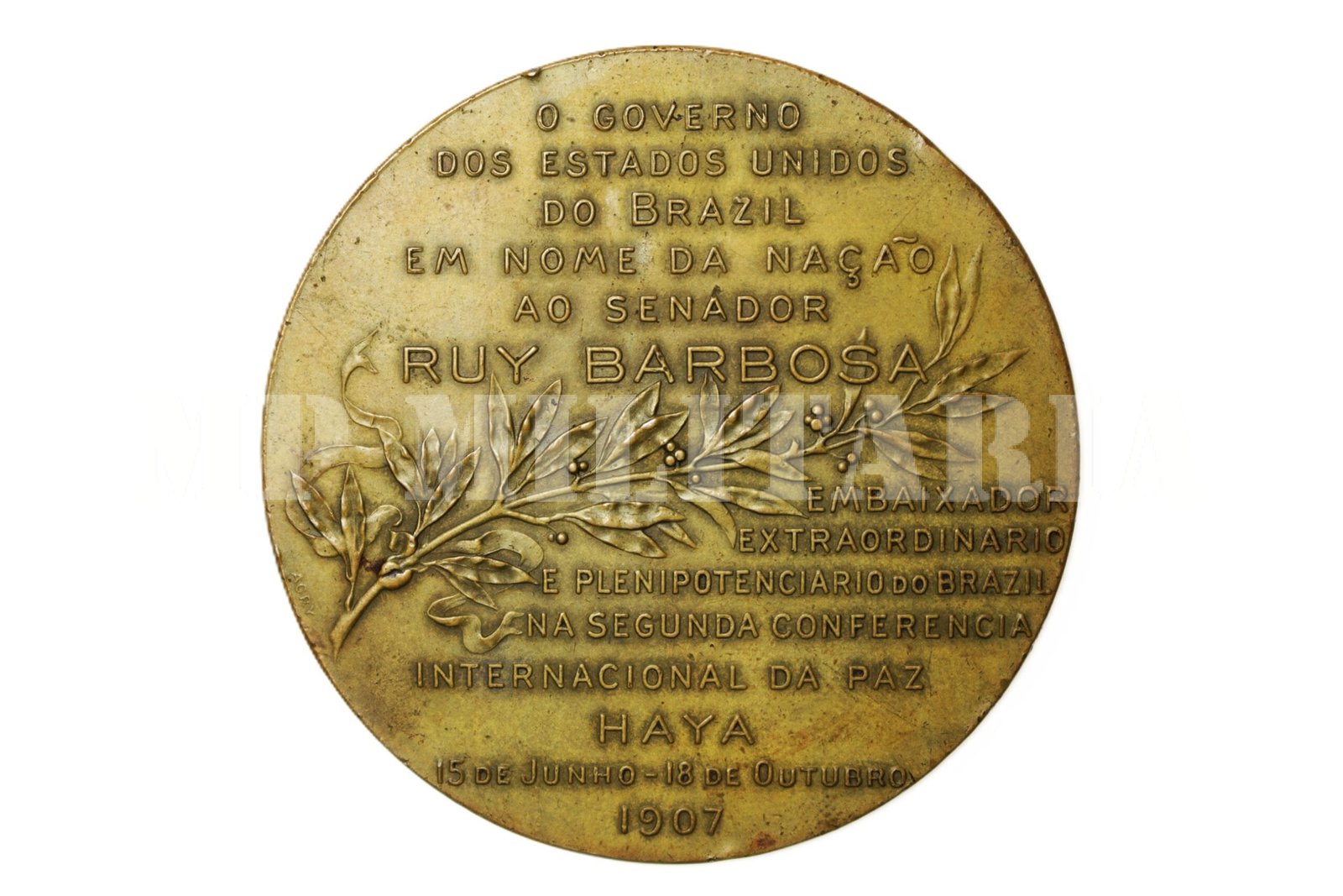 MEDALHA HOMENAGEM DO GOVERNO BRASILEIRO A RUY BARBOSA – 1907 - Imagem 2