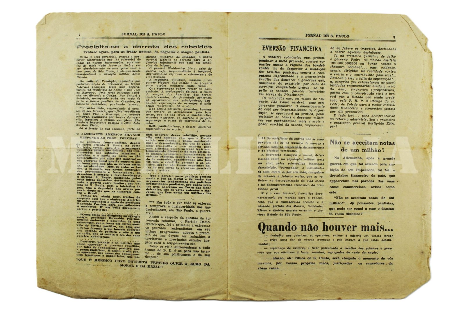JORNAL DE SÃO PAULO DE CONTRAINFORMAÇÃO DO GOVERNO FEDERAL - REVOLUÇÃO DE 1932 - Imagem 3