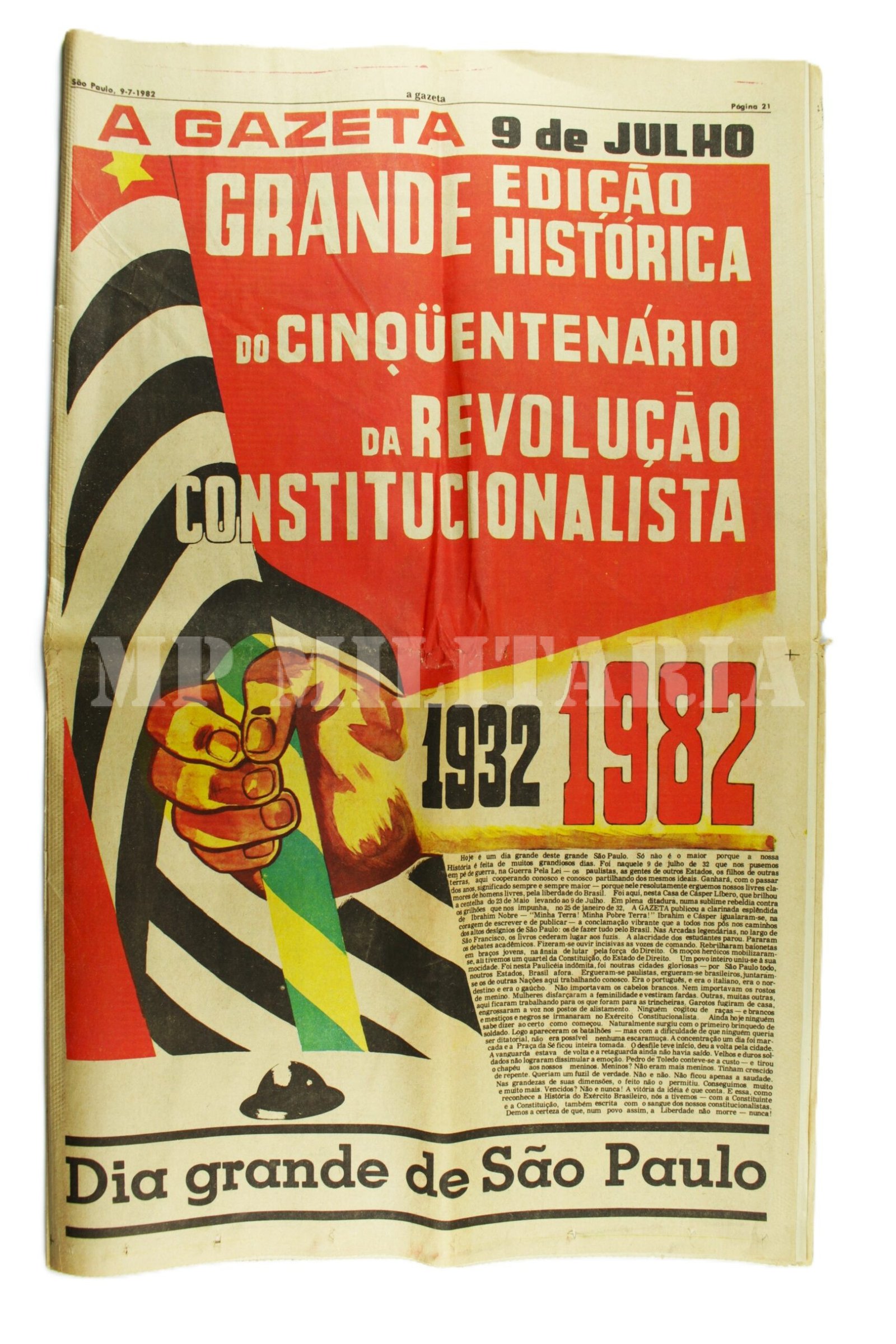 JORNAL “A GAZETA” CINQUENTENÁRIO DA REVOLUÇÃO DE 1932 - Imagem 2