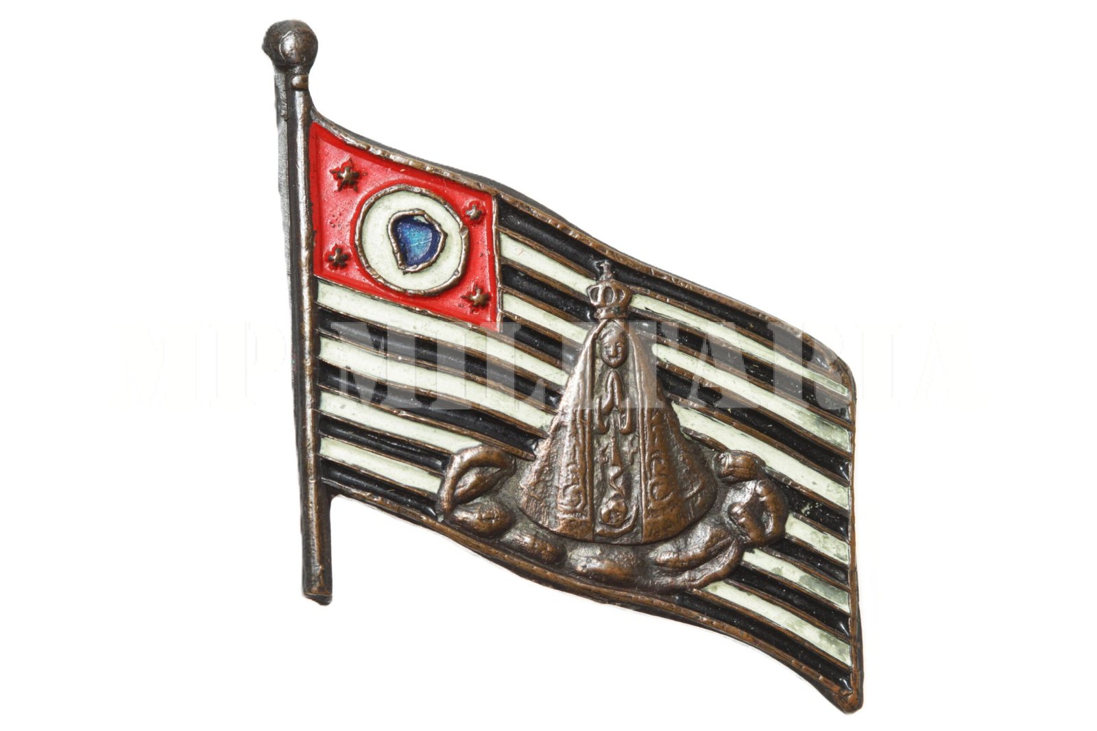 RARO PIN BANDEIRA PAULISTA COM NOSSA SENHORA APARECIDA – REVOLUÇÃO DE 1932