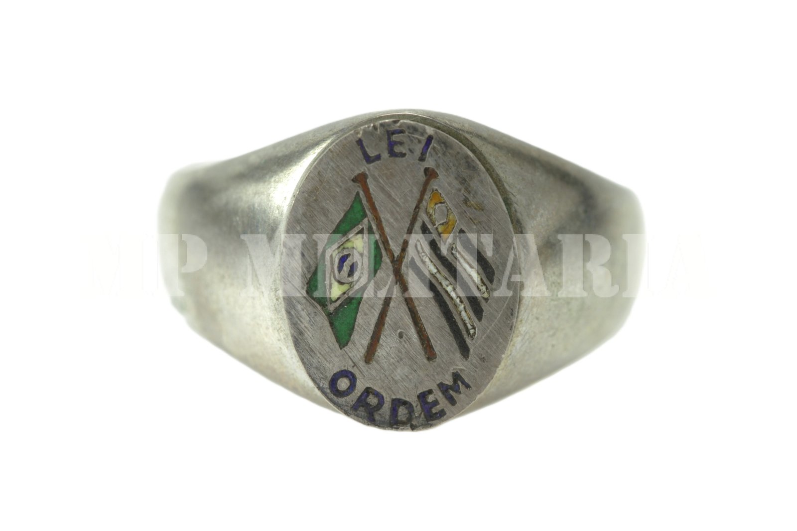 RARO ANEL BANDEIRAS CRUZADAS • LEI - ORDEM – REVOLUÇÃO DE 1932