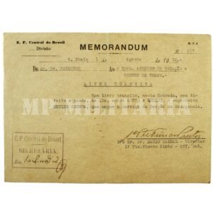 DOCUMENTO MEMORANDUM DA ESTRADA DE FERRO CENTRAL DO BRASIL – REVOLUÇÃO DE 1932