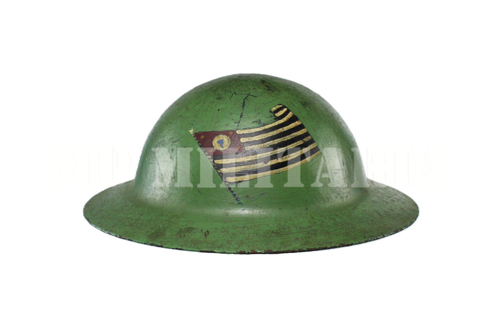 CAPACETE DE AÇO PAULISTA COM BANDEIRA ∙ MODELO INGLÊS – REVOLUÇÃO DE 1932