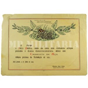 DIPLOMA DO CAPACETE DE AÇO DE 32 – FORÇA PÚBLICA DE SÃO PAULO