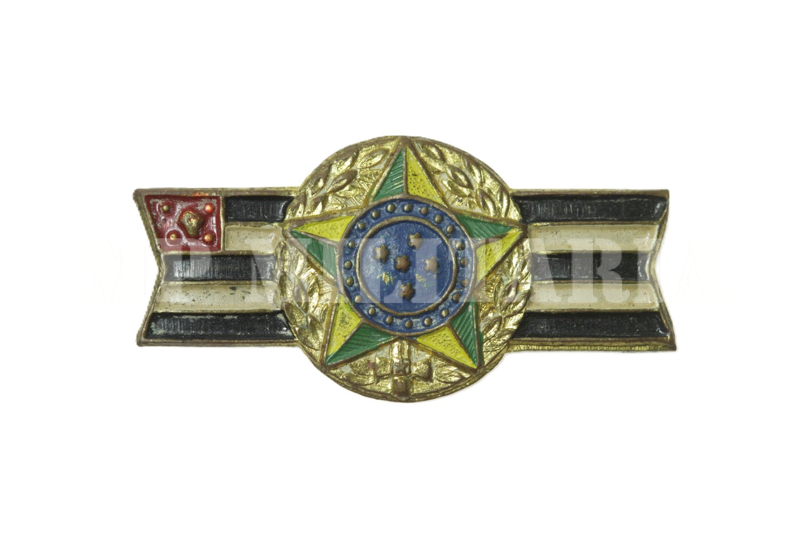 PIN BRASÃO DA REPÚBLICA SOBRE BANDEIRA PAULISTA – REVOLUÇÃO DE 32